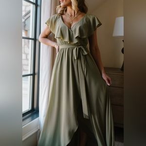 Large Olive Green Katya Ruffle Max Dress